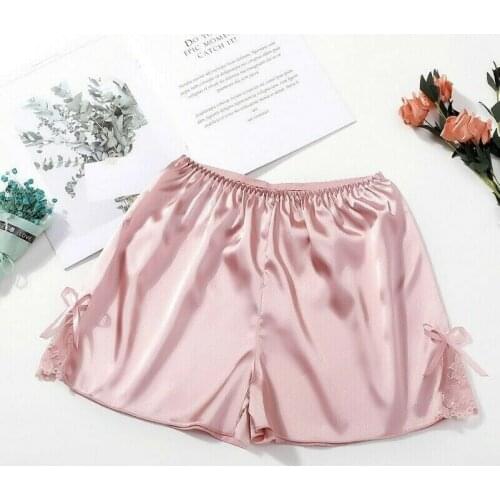 Lace Satin Women Underwear Panties Knickers Shorts Faux Silk Underpants Multicolor Soft Comfortable Safety Short 914-A610