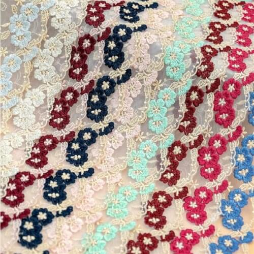 Hot-sale 9colors Hard Mesh Embroidered Lace Trim DIY Lace Fabric Accessories Sewing Crafts Width 8cm 5Yds/lot