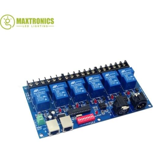 Best price 1pcs 6CH Relay switch dmx512 Controller RJ45 XLR 6 way relay switch(max 30A) DMX512 decoder