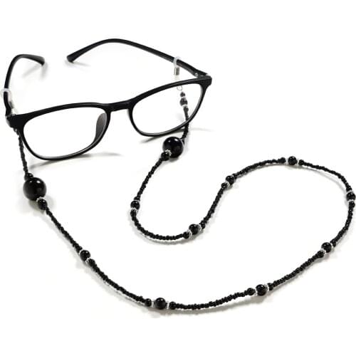 Fashion Acrylic Crystal Glasses Neck Strap Chain Black Colorful Beads Eyeglasses Necklace Metal Sunglasses Cord Lanyard Hot Sale