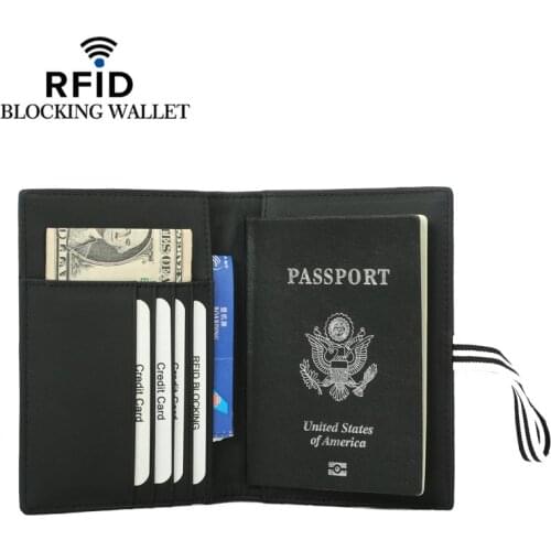 Genuine Leather RFID Passport Cover Travel wallet Covers for Passports Map Passport Holder String Bussiness Card Holder