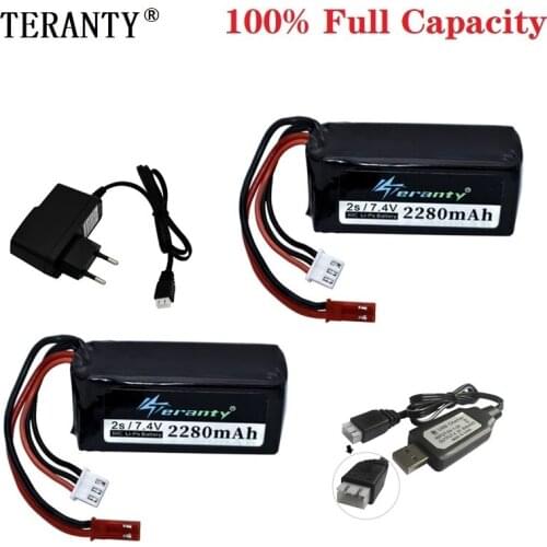 Upgrade 1/2/5Pcs 7.4V 2280mah LiPo Battery For Wltoys V353 A949 A959 A969 A979 k929 903048 7.4v Battery For Drone RC Cars Boats