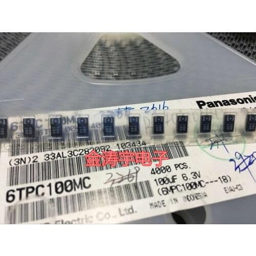 Original new 100% 6TPC100MC 6.3V100uf 6032 C TYPE thin polymer tantalum capacitor (Inductor)