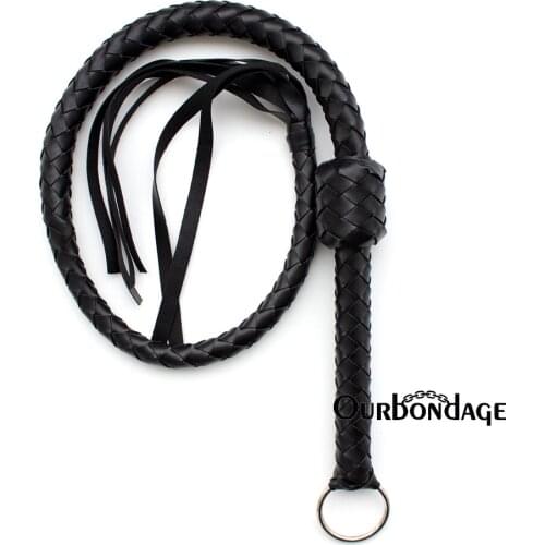Ourbondage PU Leather Vintage Whiplasher BDSM Bundled Whip Tassel Threaded Handle Spanking Adult Sex Toy