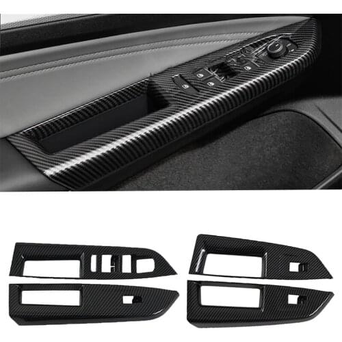 For Volkswagen Golf 8 MK8 R 2021 2022 Carbon Fiber Door Armrest Panel Window Regulator Adjustment Button Decoration Accessories