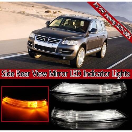 Pair Left/Right LED Rear View Mirror Signal Lights Amber Lamp For VW TOUAREG 2007 2008 2009 2010 2011 L)7L6949101C/7L6 949102C
