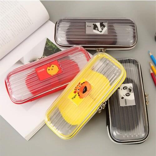 PVC plastic pencil case school stationery storage box transparent animal pen box student cute pen case for student kawaii gifts
