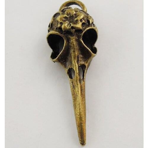 4pcs 38*13*11mm Gothic Punk Skull Bird Head Pointed Mouth Charms Pendants Antique Bronze Accessories DIY Handmade Jewelry