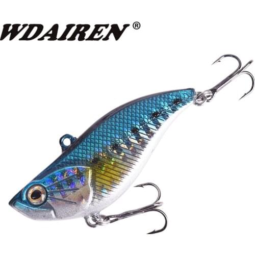 1Pcs Winter VIB Fishing Lures 6cm 14g Sinking Vibration Wobblers Isca Artificial Plastic Hard Bait Bass Pesca Treble Hook Tackle