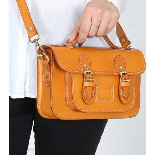 Simple casual high-quality natural real leather ladies small commuter messenger bag daily outdoor party shoulder square bag