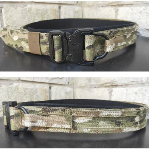 Multicam Molle Belt Tactical Military Army Airsoft Shooting Fighter Belt Gear Combat Hunting Double Layer Hard Belt Wide 3.8CM