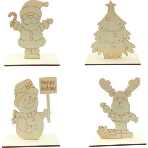 Christmas Ornaments Childrens Painting White Embryo DIY Wooden Board Wooden Inserts Santa Claus Desktop {Ornaments|Home