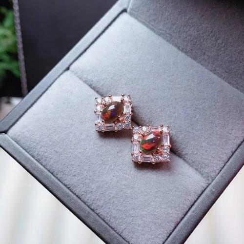 The Best engagement Gift Natural Real OPal Earrings S925 Sterling Silver Fine Elegant Jewelry for Women Wedding Earring