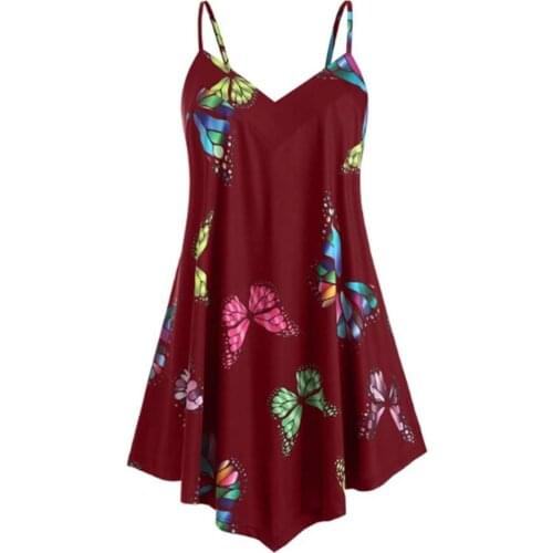 Sexy Women Camis V Neck Sleeveless Spaghetti Straps Butterfly Print Camisole Blouse Tank Tops Camisole Blouse women Tank Tops