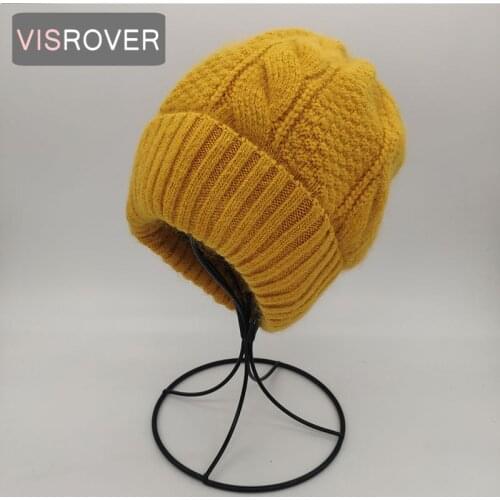 VISROVER 7 colors solid real rabbit fur beanies winter hat for woman acrylic hat woman Autumn Warm skullies for woman Wholesales