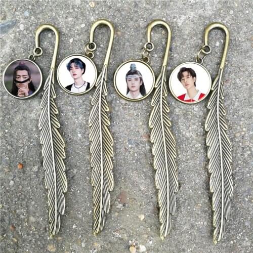 Xiao Zhan Wang Yibo Vintage Feather Bookmark Student Gifts Stationery Decorations Star Surroundings Souvenir School Supplies