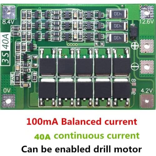 5PCS 3S 40A Li-ion Lithium Battery Charger Protection Board PCB BMS with Balancer For Drill Motor 11.1V 12.6V Lipo Cell Module