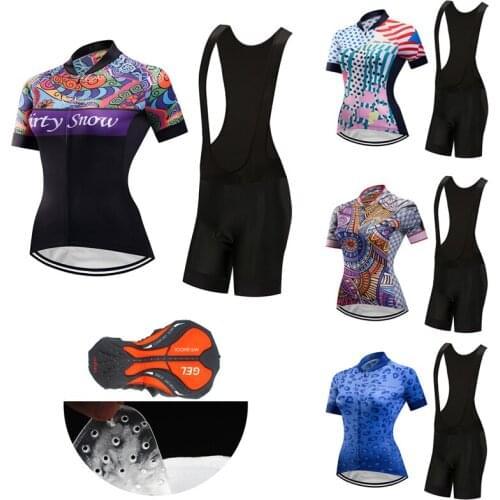 Women Summer Cycling Clothing Fashion BIB Shorts 2021 Road Bike Jersey Set MTB Suit Female Uniform Bicycle Clothes Pro Dress Kit