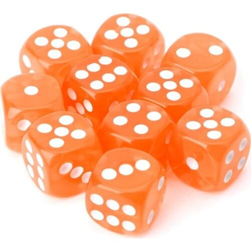 10 pcs Six Sided 15mm Transparent Cube Round Corner Portable Table Playing Games A0KA