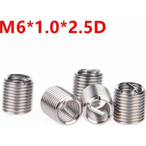 100pcs M6*1.0*2.5D Wire Thread Insert, m6x2.5d Wire screw sleeve, M6 Screw Bushing Helicoil Wire Thread Repair Inserts SUS304