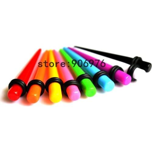 2016 9 Pcs Ear Taper Retail Acrylic Ear Taper Kit Gauges Expander Set Stretchers 1.6-10mm 9colors Can Choose Black Free Shipping