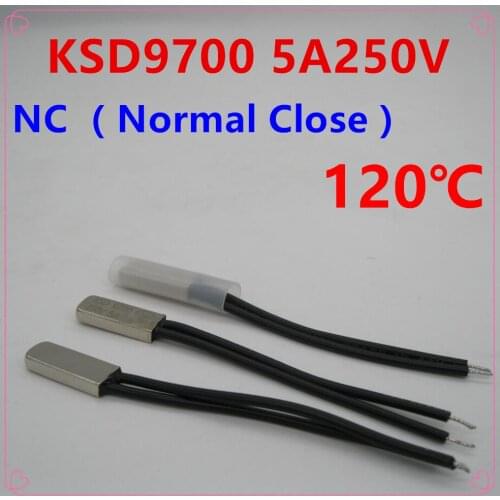 5pcs/lot KSD9700 5A250V 120 Degree Celsius (N.C.) Normal Close Temperature Switch Thermostat Thermal Protector