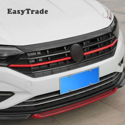 For Volkswagen VW Jetta MK7 2019 2020 Accessories Black Car Front Middle Grille Mesh Strips Trim Styling Garnish Stickers 6 Pcs