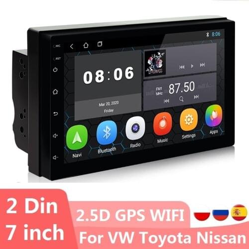 Car Radio 2din Android GPS 2.5D Touch Screen Car Multimedia Player Navigation Autoradio For Toyota NissanHyundai Stereo Receiver