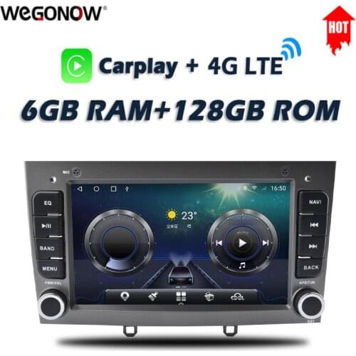 Carplay 7" IPS DSP Android 10.0 4G + 64G SIM Car DVD Player GPS Map WIFI Bluetooth RDS Radio For PEUGEOT PG 308 408 2007 - 2010