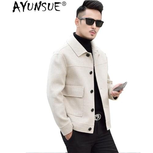 AYUNSUE 100% Wool Coat Men Short Double-sided Wool Jacket Overcoat Korean Style Mens Coats and Jackets Casaco Masculino KJ1934