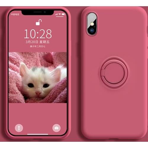 Luxury official Soft Liquid Silicone phone Case for apple iphone 7 8 Plus X XS XR MAX 11 Pro 12 Mini SE Stand Ring Holder Cover