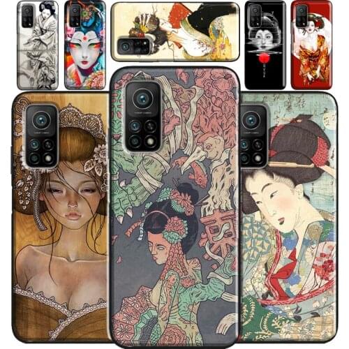Japanese Geisha For Xiaomi Mi 11 Case Cover Note 10 Lite 10T Phone Cover For Poco X3 Pro M3 F1 F2 F3 Case