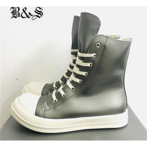 Black& Street sliver gray exclusive color flat trainer sneakers Boots hip hope rock street Boots