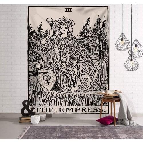 For Yoga Studio The Sun The Moon Black and White Tarot Wall Tapestry