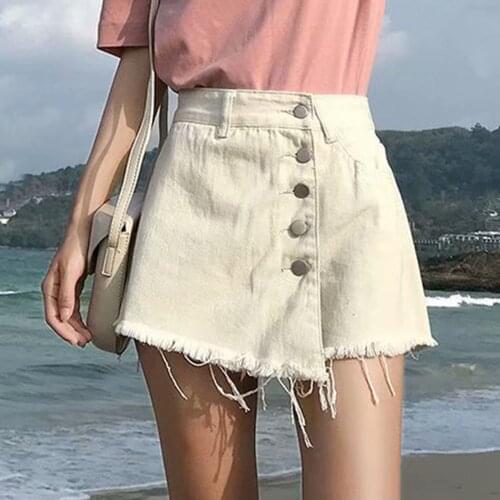Denim Shorts Womens Black Women Short Jeans Khaki Wide Leg Elastic Waist Vintage High Waist Shorts Women Summer