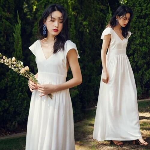 Maxi White High Waist Backless Women Dress Summer Cotton Elegant Korean Long Runway 2020 Dresses Casual Wedding Party Night