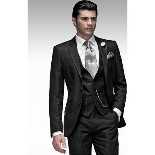 Mens Suits Groom Tuxedos Groomsmen Wedding Party Dinner Best Man Suits Blazer Custom Made (Jacket+Pants+Vest+Tie) NO:708