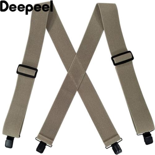 Deepeel 1pc 5*120cm Adult Men 4 Clip Suspenders Large Strong Stretch X- Back Male Jockstrap Elastic Adjustable Wide Work Braces