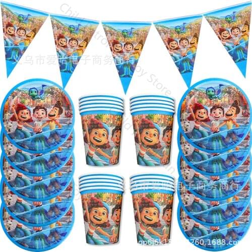 Disney New Movie Pixar Luca Happy Birthday Party Decoration Balloons Set Anime Figures Theme Sea Monster Disposable Tableware