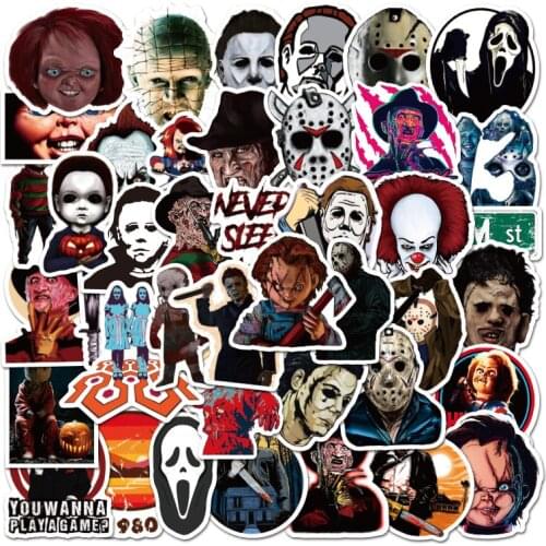 10/50pcs/pack Horror Movies Stickers Group Graffiti Stickers for Notebook Motorcycle Skateboard Computer Mobile Phone Toys