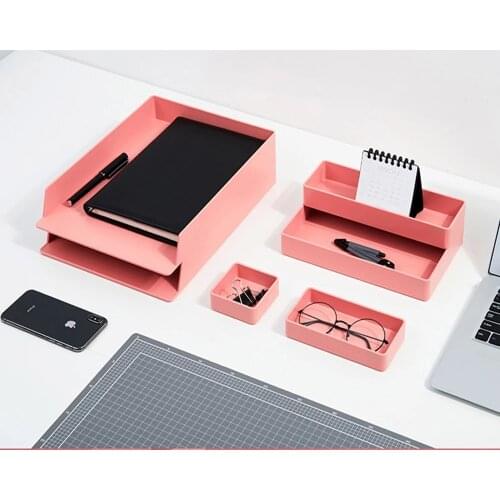 Office Desktop Organizer A4 Paper Drawer Storage Box Stackable File Cabinet Pen Holder Document Case Holder A4 Size Storage Box