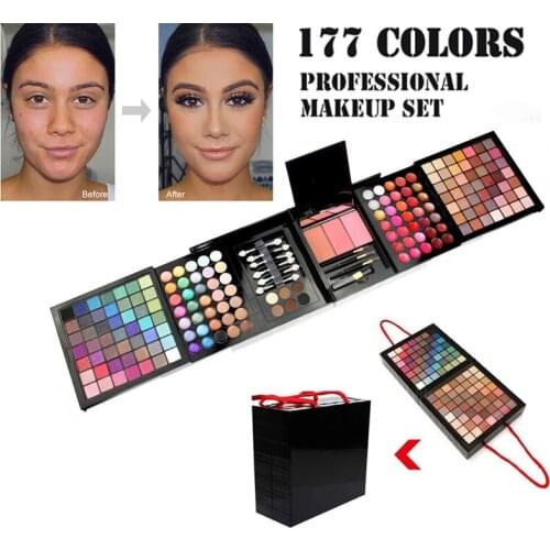 Professional 177 Color Makeup Set Matte Shimmer Eyeshadow Palettes With Brush Lipstick Make Up Kit Bronzer Blush Cosmetics Gift