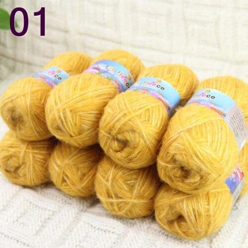 Sale 8SkeinX50gr Luxury Fluffy Soft NEW MOHAIR Shawls Hand Knit Crochet Yarn Yellow 822-01-8