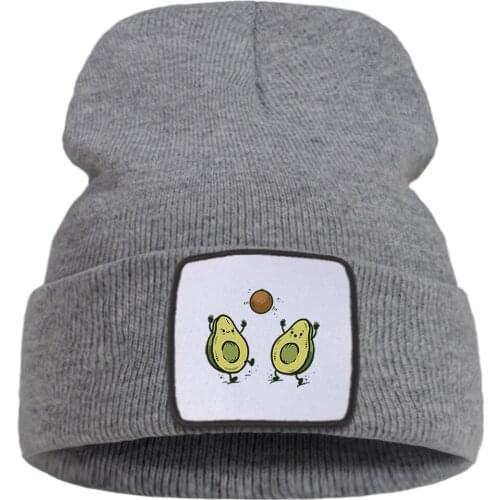 Funny Avocado Fruit Cartoon Personality Printing Men Autumn Hat Keep Warm Casual Women Winter Hats Soft Fashion Beanie For Boy