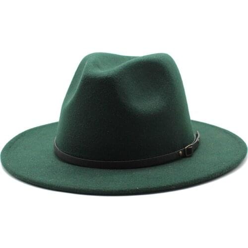 Wholesale fedoras hat Panama felt hat for women jazz hat fedora hat grass green women fedoras women hats with chains