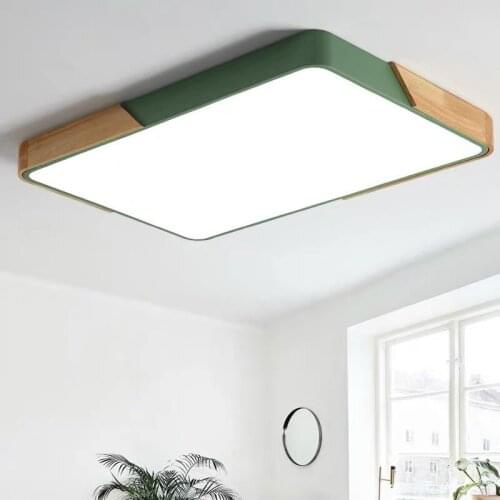 Nordic Living Room Ceiling Light Rectangular Simple Cool Wooden Product Thin LED Light Macaron Color Bedroom Light Led Lights
