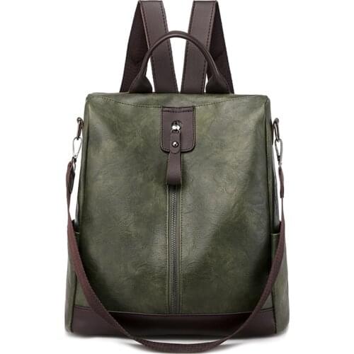 3 In 1 Retro Backpack Women PU Leather School Bags For Teenage Girls Anti-theft Ladies Shoulder Bags Simple Travel Backpack