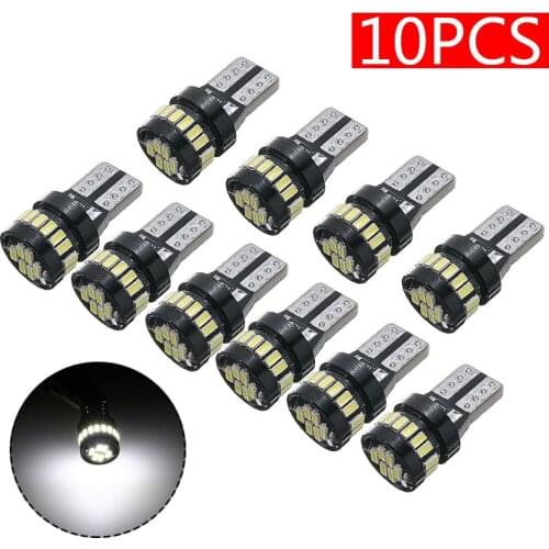 Mayitr 10pcs T10 2825 194 168 LED Light Bulb 24SMD 6000k Xenon White Canbus Error Free Sidelight interior Lights for Car Lights