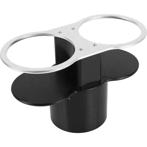 Universal Double Dual Car Cup Holder Stand Mount for Beverage Drink Bottle, Silver with Black