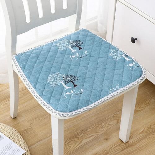 Thickened non slip dining chair cushion chair cushion cloth art restaurant office chair cushion stool cushion Plush in winter